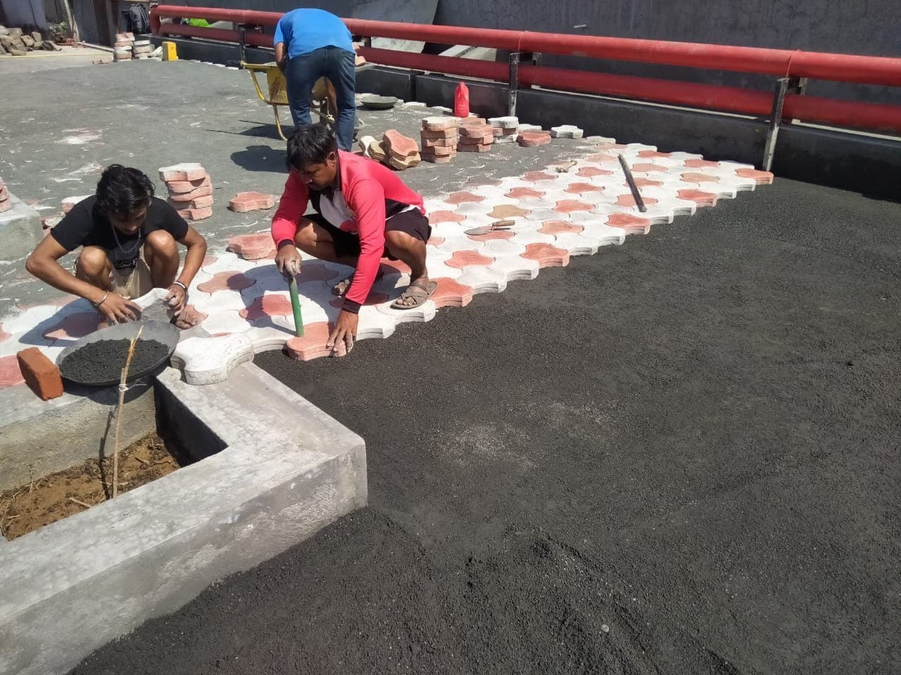 Finished Red and Yellow Paver Pattern